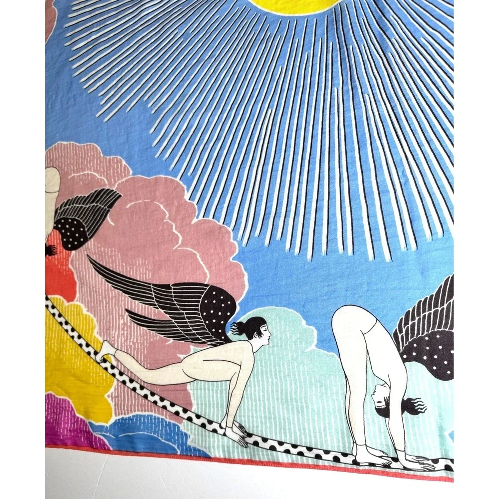 Inoui Editions Square 100 Yoga Multicolor Cotton Silk Whimsical Soft‎ Breathable